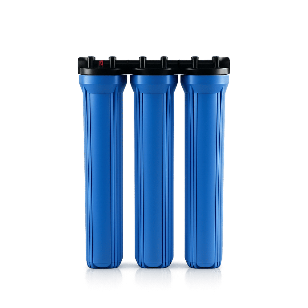 เครื่องกรองน้ำใช้ HOUSING 3 ขั้นตอน 20 นิ้ว ขนาดเกลียวท่อเข้า&ndash;ออก 1/2 นิ้ว (4 หุน) 4 หุน HYDROMAX